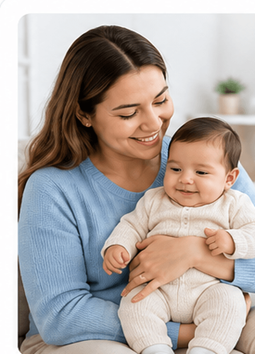 Madre con bebé usando Alyvia Health